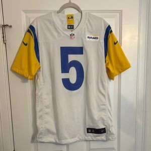 Los Angeles Rams White and Yellow NFL Jersey Jalen Ramsey #5 size M